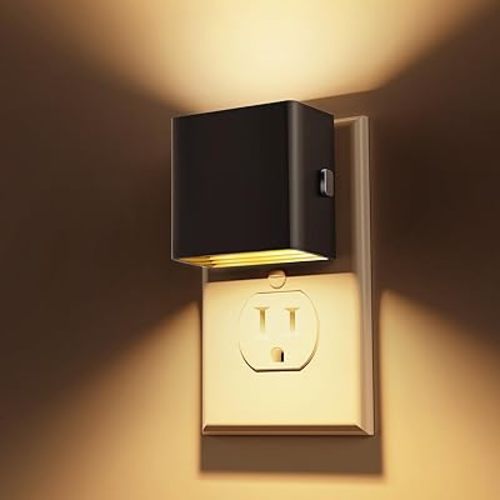 L LOHAS LED Night Lights Plug into Wall,[2-Pack] Plug in Night Light with Dusk to Dawn Sensor,Brightness Adjustable,3000K Warm White,Dimmable Nightlight for Adults Bathroom Hallway Kitchen