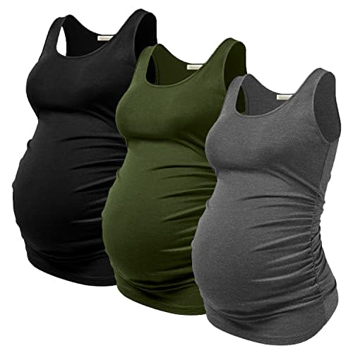 PARNIXS Summer Women's Maternity Tank Top Comfy Sleeveless Maternity Clothes