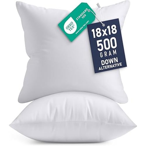 Utopia Bedding Throw Pillows Insert (Pack of 2, White) - 18 x 18 Inches Bed and Couch Pillows - Indoor Decorative Pillow
