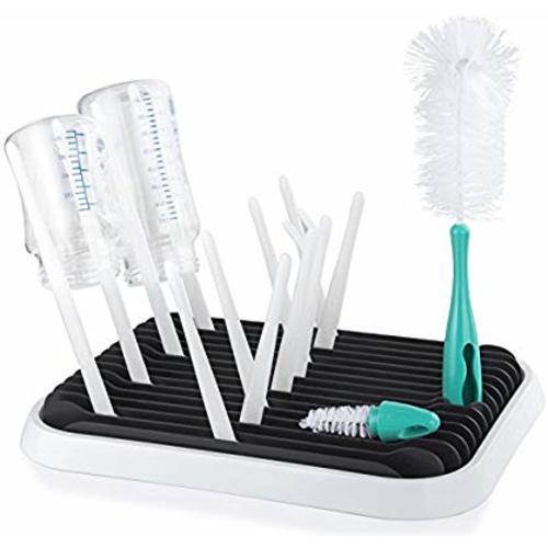 TOT Bottle Drying Rack, Countertop Cup Holder, BPA-Free Baby Bottles Nipple Shelf with Bottle Brush