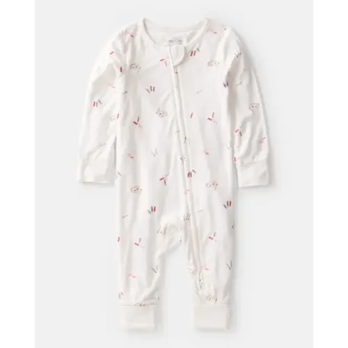 Baby Girl Art Print PurelySoft Sleep & Play Pajamas - White | Carter's