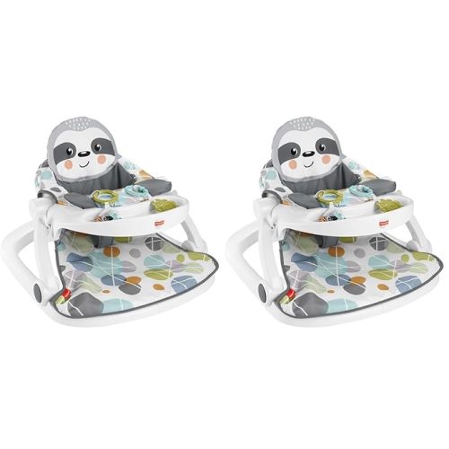 Fisher-Price Portable Baby Chair Sit-Me-Up Floor Seat with Snack Tray, Newborn Sensory Activity Toys & Plush Cute Sloth Washable Pad​