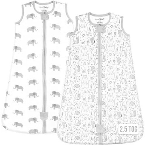 Mama Cheetah Baby Sleep Sack 1.0 TOG, Organic Cotton Baby Wearable Blanket with Two-Way Zipper, Swaddle Transition Sleeping Bag for Newborn Infant Toddler Boy Girl, 0-3 Months,2-Pack