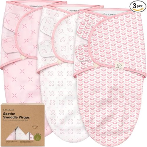 3-Pack Organic Baby Swaddle Sleep Sacks - Swaddles for Newborns, Infant 0-3 Months, Baby Girls, Boys, Soft & Snug Newborn Sleep Sack, Nursery Swaddling Blankets (Blossom, OS)