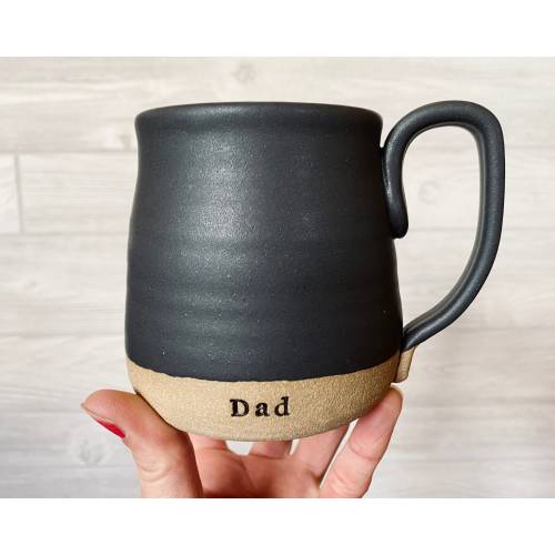 Personalized Handmade Pottery Mug - Father's Day Gift, Black Glaze