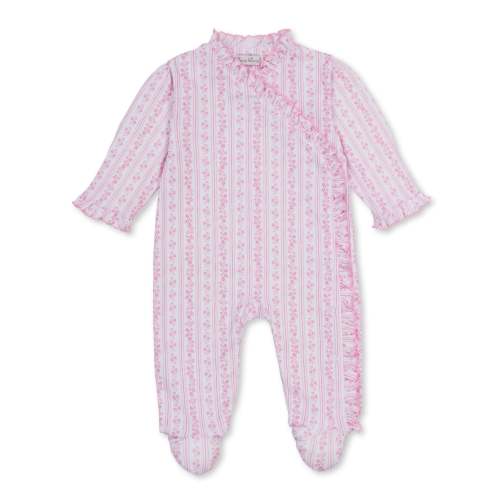 Watercolor Floral Stripes Pink Footie