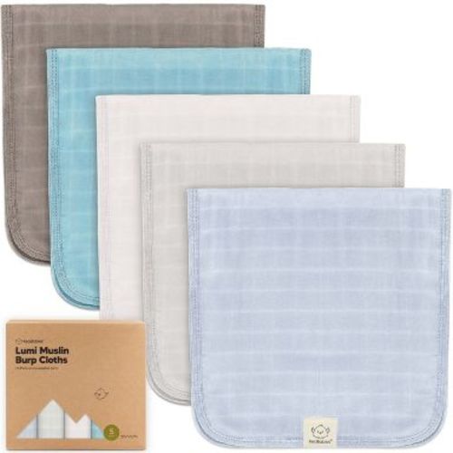 5pk Lumi Muslin Burp Cloths for Baby Boys, Girls, Organic Baby Burp Cloths, Burping Cloths for Babies (Nimbus)