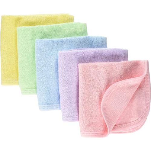 HonestBaby Unisex Baby Organic Cotton Washcloth Multi-Pack Winter Accessory Set, 5-Pack Rainbow Girl, One Size