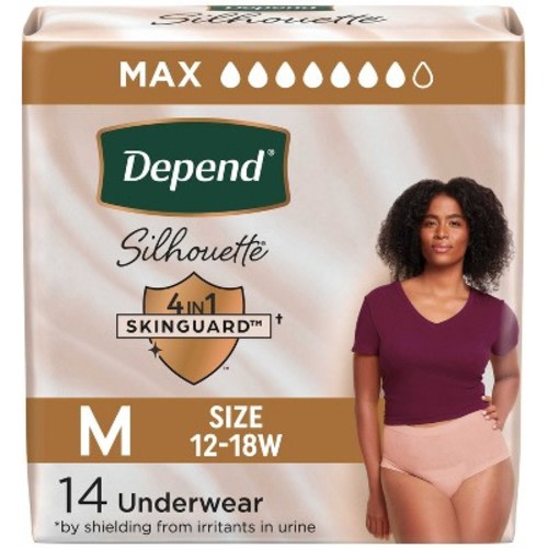 Depend Silhouette Underwear for Women - Maximum Absorbency - M - Pink - 14ct