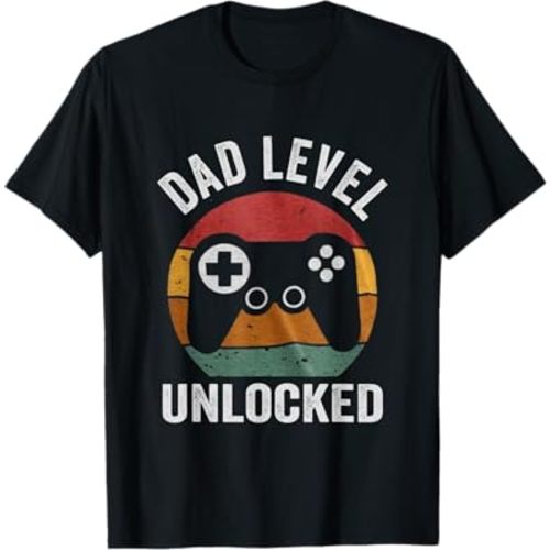 Funny New Dad Dad Level Unlocked Day Gaming T-Shirt