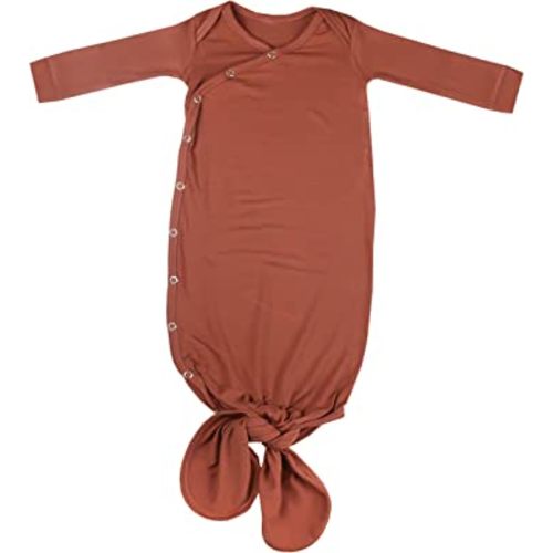Copper Pearl Baby Gown - Knotted Newborn Sleepers for Baby Boy and Girl, Soft Stretchy Long Sleeve Infant Gowns with Bottom Tie and Hand Mittens, Perfect Hospital Coming Home Outfit (Moab)