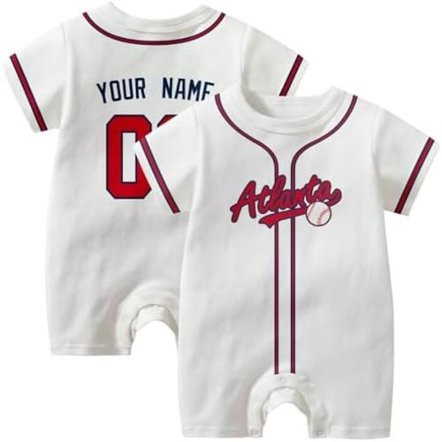 KREDE Baby Clothes Unisex White Bodysuit Rompers Custom Name Number for Baby Boys