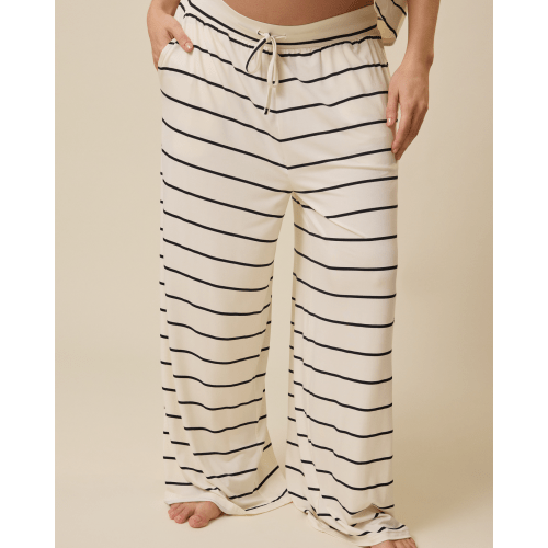 Aria Bamboo Casual Lounge Pant | White & Black Stripe - Kindred Bravely