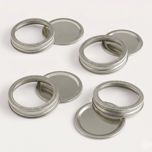 Stainless Steel Ring + Lid, 4 Pack – Mason Bottle