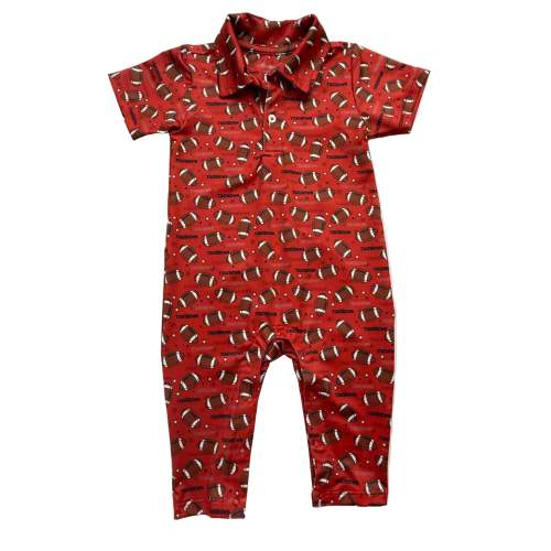 Red Football Long Sleeve Romper – Rattle Dazzle