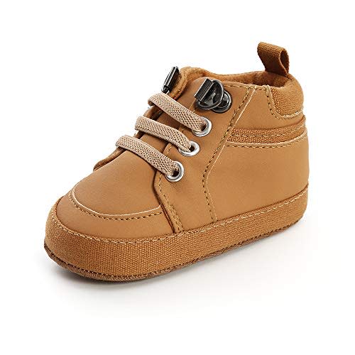 Unisex Baby Boys Girls High-Top Ankle Sneakers Soft Rubber Sole Infant Crib Shoes Toddler First Walkers