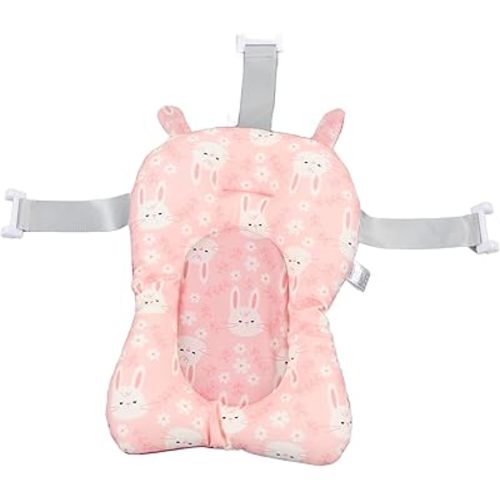 Baby Bath Cushion Infant Bath Pad Mat Premium Polyester Soft Quick Dry Comfortable Cushioned Pillow for Sitting and Lying Down (Pinkish)