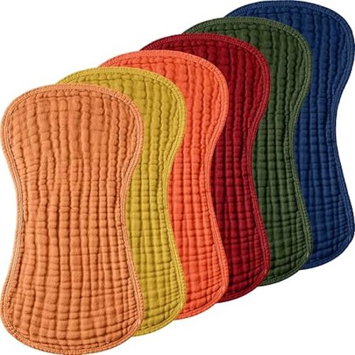Frienda 6 Pack Muslin Burp Cloths Cotton Large 20''x 9'' Extra Absorbent and Soft Baby Burping Cloth for Baby Boy Girl Unisex(Retro Colors)
