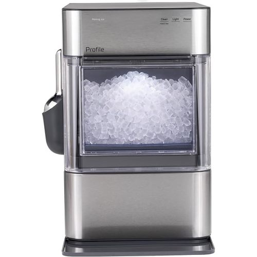GE Profile Opal 2.0 Ultra Nugget Ice Maker with Scale Inhibiting Filter, Scoop Included, 38 lbs in 24 Hours, Pellet Ice Machine with WiFi & Smart Connected, Stainless Steel