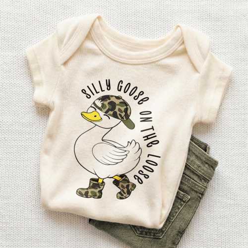 Silly Goose On The Loose Onesie® Boys Funny Kids Onesie®  Cute Boys Natural Baby Onesie®