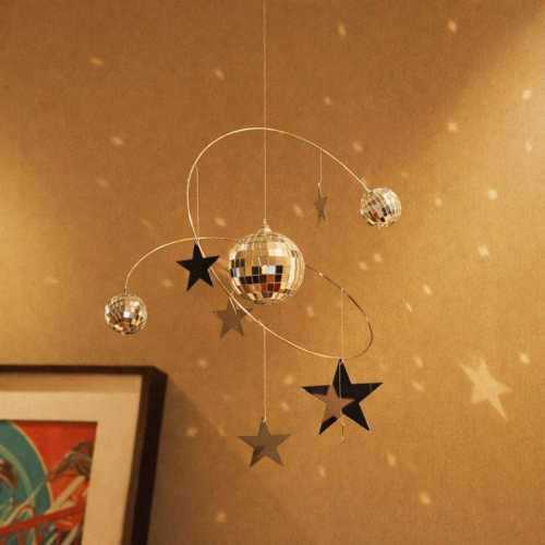 Planet Suncatcher Mobile, Star & Disco Ball Hanging Decor, Celestial Room Decor