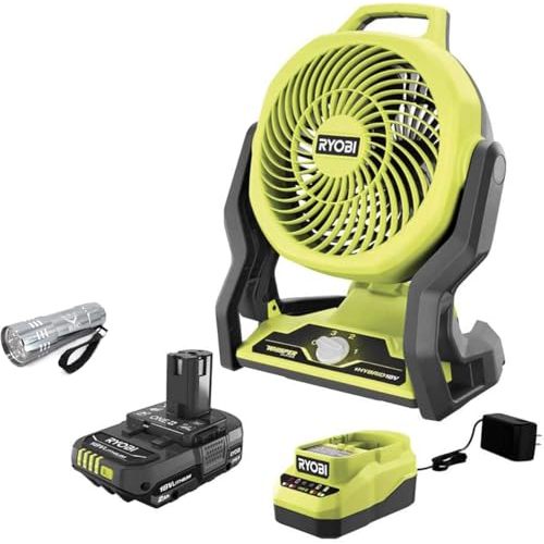 Ryobi 18V Hybrid Fan Kit with 2.0Ah Battery, Charger & Light