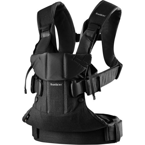 BabyBjörn Baby Carrier One, Cotton, Black, One Size (098023US)