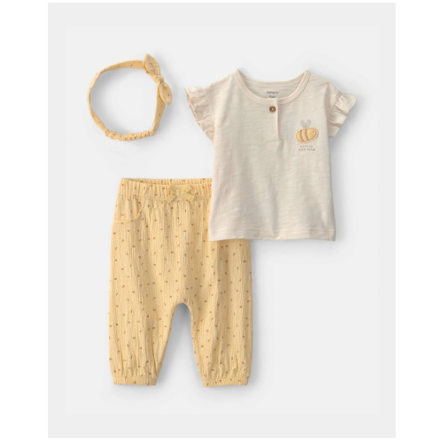 Baby Girl 3-Piece Bee Top & Pant Set - Yellow | Carter's