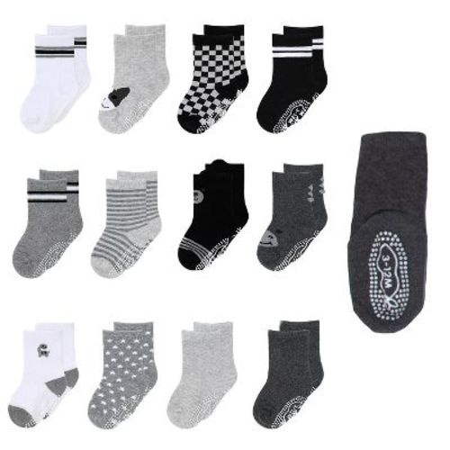The Peanutshell Baby Boys 12pk Organic Cotton Socks, Boy Buddies, 0-3 Months