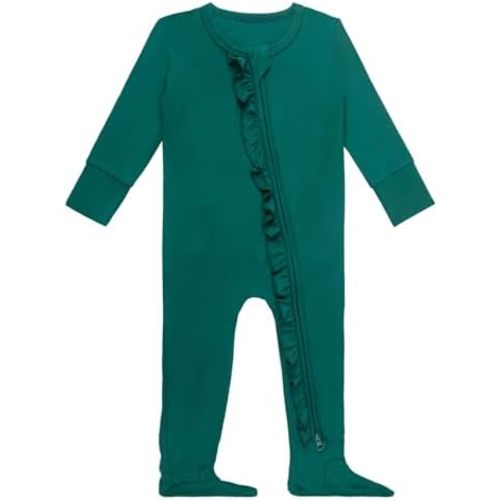 GUISBY Baby Footies Ruffle Pajamas, Soft Long Sleeve with 2 Way Zipper Sleepers