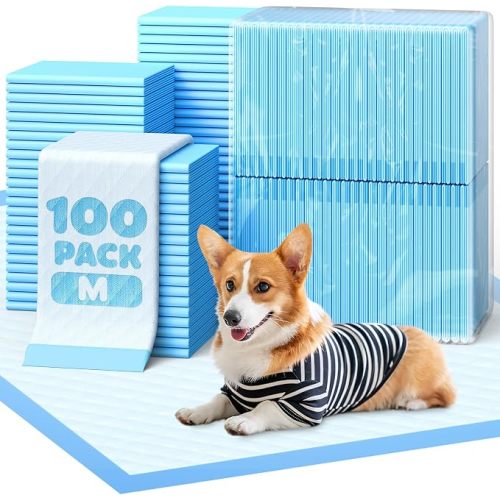 Powools Puppy Pads, 22 x 22 in, Super Absorbent, Spill-Proof, 100 Packs