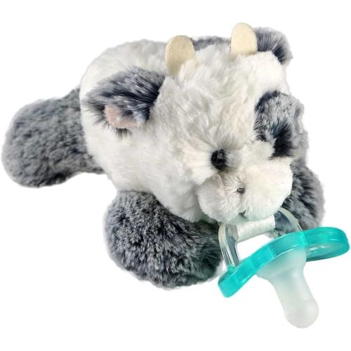 RaZbaby JollyPop Pacifier, Holder with Detachable Baby Pacifier, Stuffed Animal RaZbuddy, All Ages 0M+, 100% Medical Grade USA Made Silicone, Machine Washable, Textured & Easy to Hold – Cow