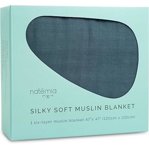 Natemia Muslin Baby Blanket - Organic Blankets for Girls and Boys, Baby Essentials, Swaddle Blanket Unisex, Multi-Use as Towel, Stroller Cover, Swaddles for Newborn, 47" x 47"