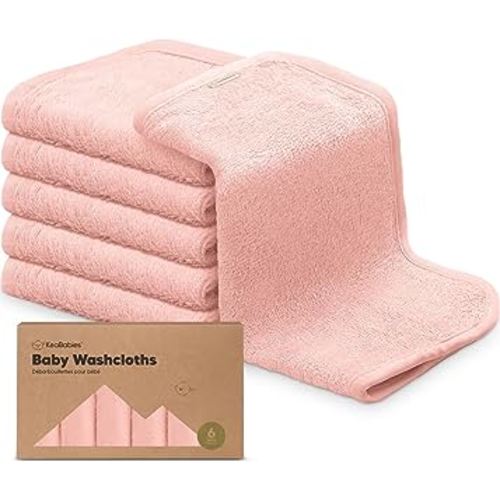6-Pack Baby Washcloths - Soft Viscose Derived from Bamboo Washcloth, Baby Wash Cloths, Baby Wash Cloth for Newborn, Kids, Bath Baby Towels, Face Towel, Face Cloths for Washing Face(Blush Pink)