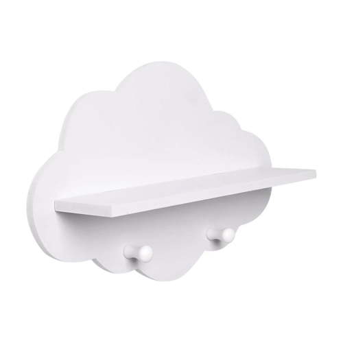 Kraoden Wooden Cloud Wall Hanging Shelf, Multifunctional Storage Rack for Kids' Rooms, Girls' Bedrooms, Coat Hook, Doll & Toy Display Stand, European-Style Decorative Shelf