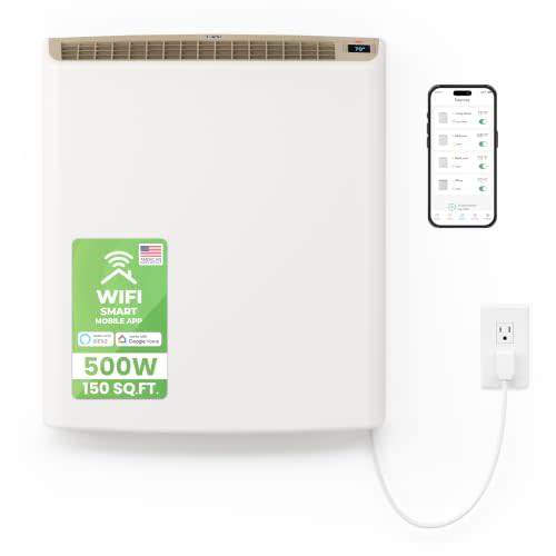 Smart Envi Wi-fi Plug-in Electric Wall Heater - Energy Efficient Smart Heaters for Indoor Use - App Controlled Electric Heater with Thermal Shut Off Switch - Compatible with Alexa & Google Home