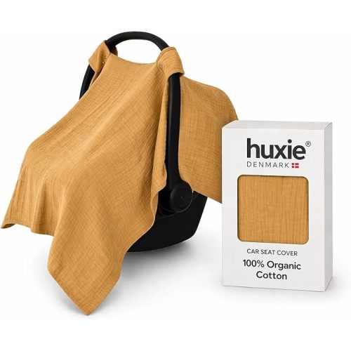 Car Seat Cover Baby - Organic Muslin Cotton - Carseat Canopy - 43" x 32" (Autumn Yellow)