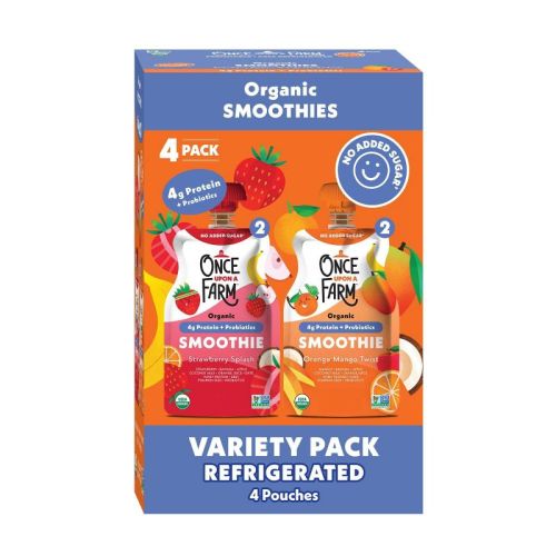 Once Upon A Farm Protein Strawberry Splash/Orange Mango Twist Pouches - 18oz/4ct