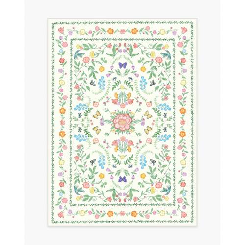 Springtime Lullaby Ivory Multicolor Flatwoven Rug | Ruggable US