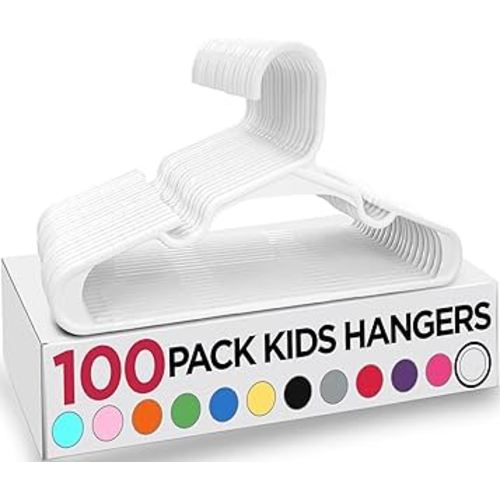 Utopia Home Kids Hangers 100 Pack - Plastic Baby Hangers for Closet - Childrens Hanger for Clothes & Infant Hanger for Closet - for Everyday Standard Use (White)