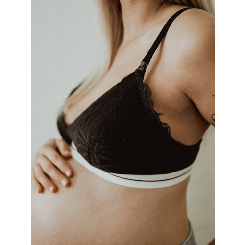Lily Lace Organic Cotton Nursing Bralette - Black – MORROW+MINT