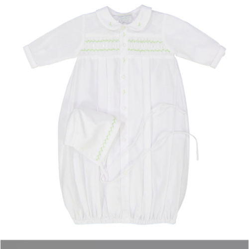Baby Neutral Take Me Home Gown | Feltman Brothers white and green NEW BORN