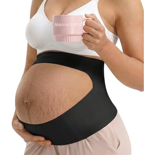 Mama Land "EasySupport One Piece Pregnancy Belly Band, Women Maternity Supports Belt, Back, AB & Pelvic Pain Relief, Trimester Items, Cozy Essential Bump Bellyband Underwear for Moms