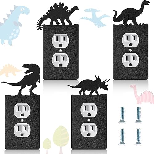 Peryiter 4 Pcs Dinosaur Light Switch Outlet Cover