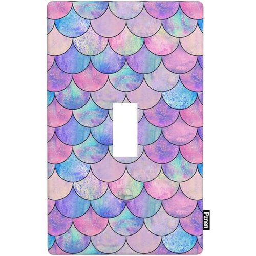 Mermaid Fish Scale 1-Gang Single Toggle Wall Plate, Pink Purple Mermaid Scale Marine Light Switch Cover Plates 4.5"x 2.76" for Home Office Summer Bathroom Decor