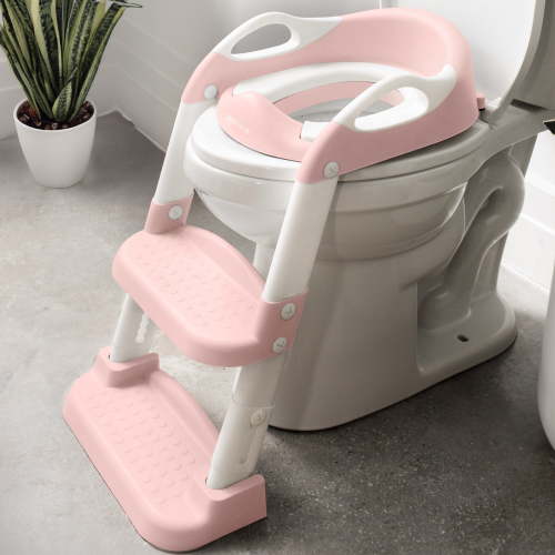 Jool Baby Potty Ladder Pink, Adjustable Height with Handles and Soft Cushioning
