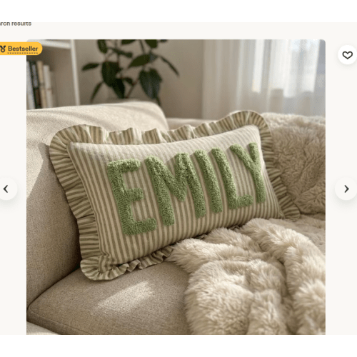 Personalized Striped Ruffled Punch Needle Pillow, Custom Name Nursery Decor, Embroidered Baby Gift