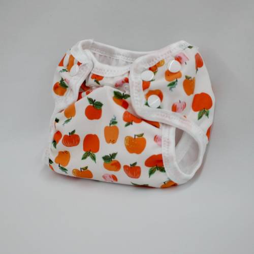 Red Apple Print Newborn Cloth Diaper with Umbilical Cord Snap