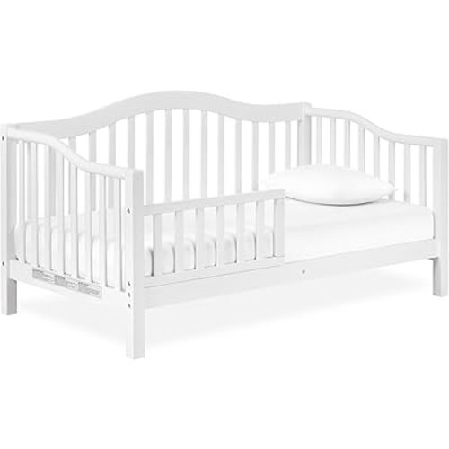 Dream On Me Austin Toddler Day Bed In White, Greenguard Gold Certified, JPMA Certified, Non-Toxic Finishes, Low To Floor Design, Side Safety Guard Rail