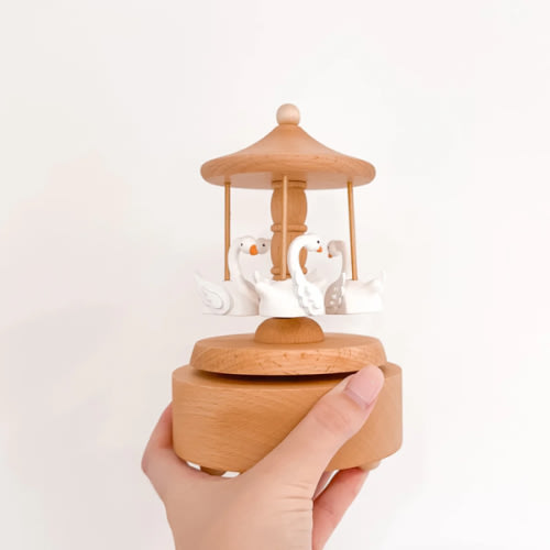 Heirloom Wooden Musical Carousel - Swan